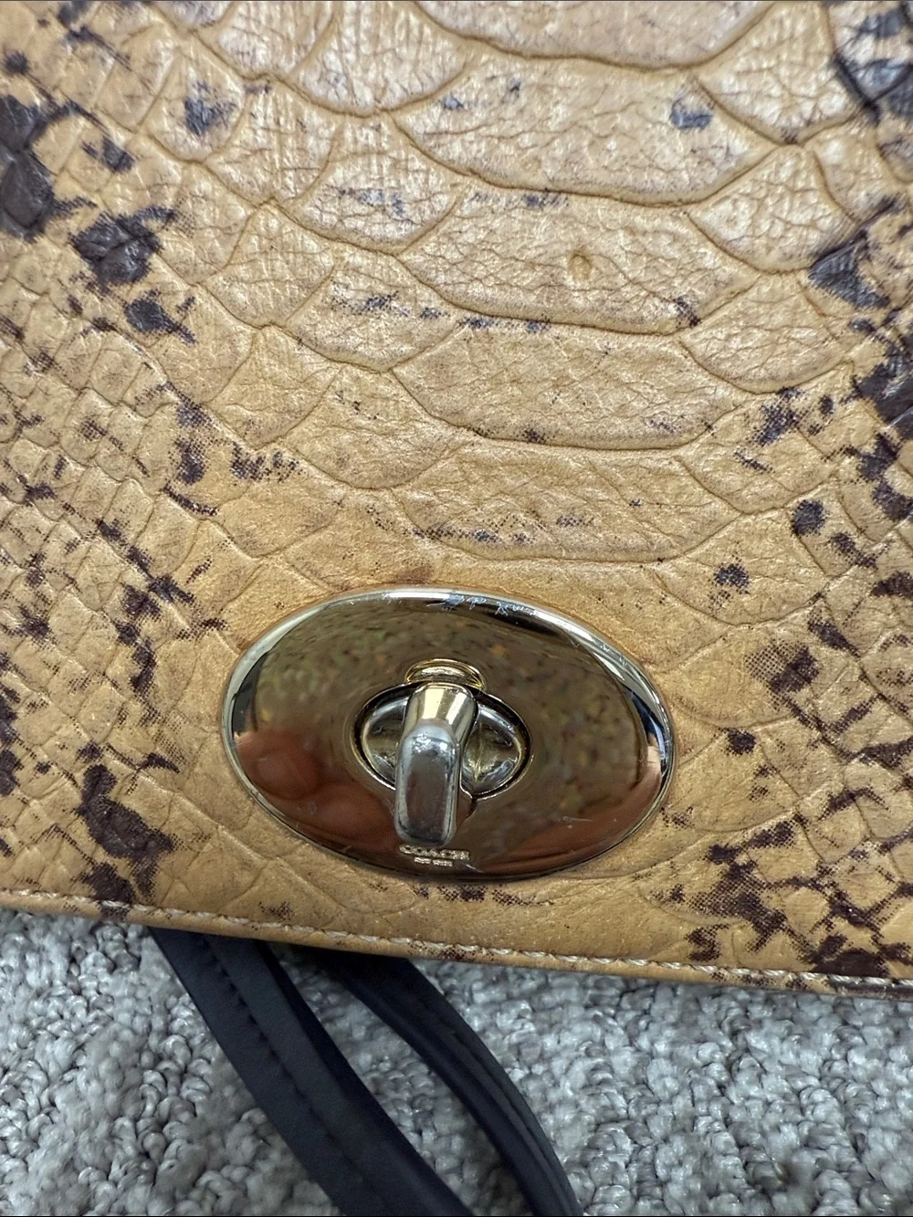 Vintage Y2K Coach Snake-Embossed Crossbody Bag in Brown and Black